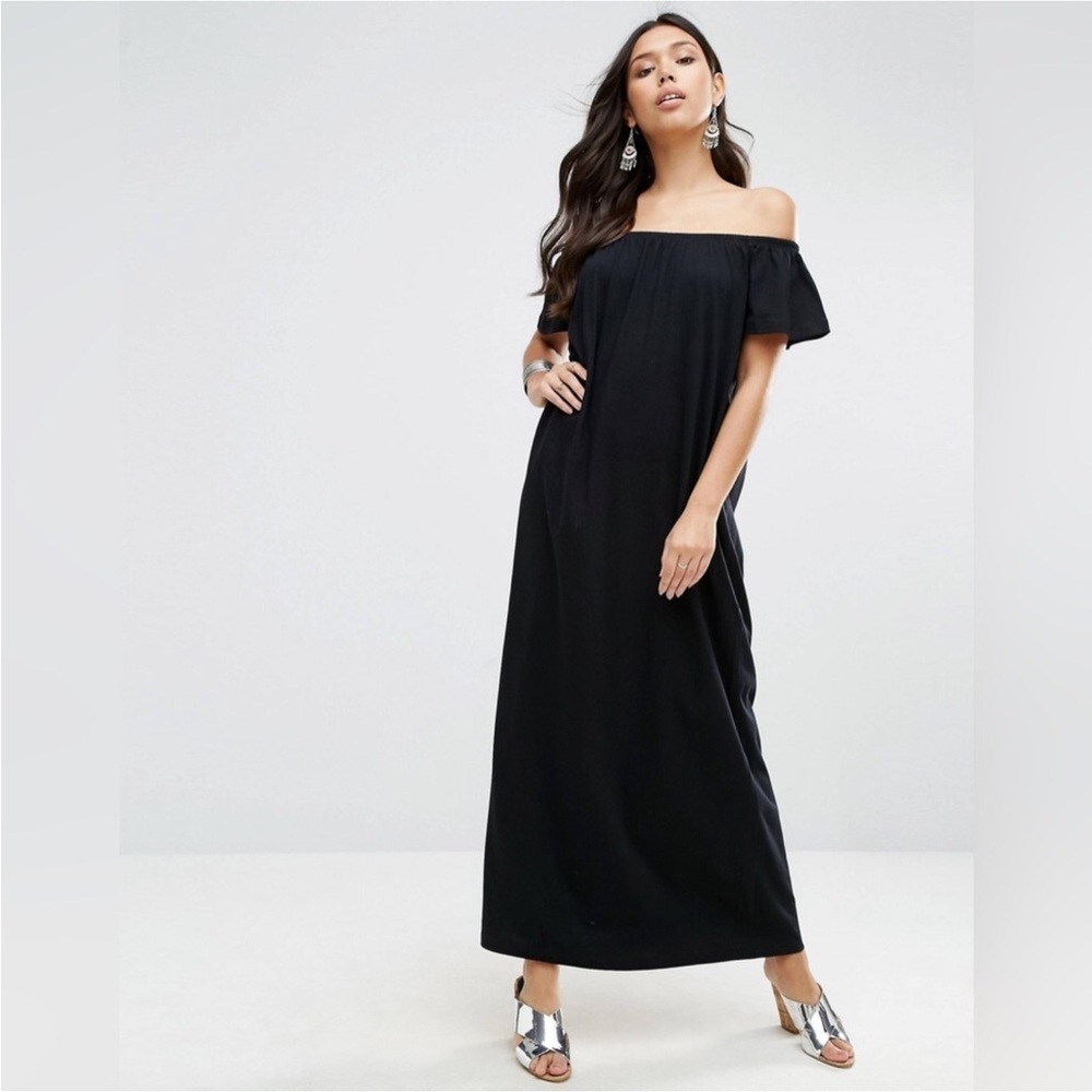 ASOS black off the shoulder maxi dress Size 6
